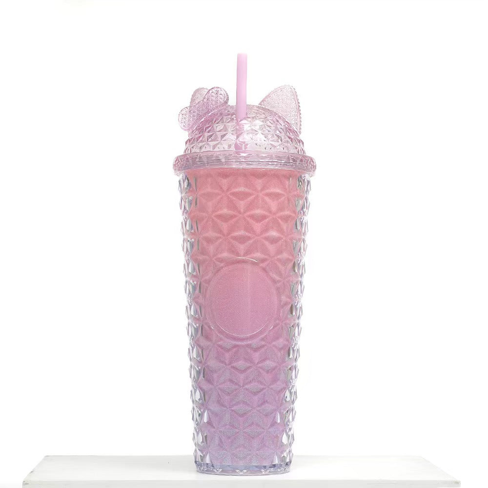 24oz Double Wall Plastic Tumbler with Straw