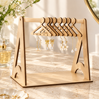 Wooden Jewelry Display Stand with Mini Hangers for Earrings