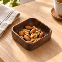 Wooden Square Snack Bowl with Rounded Corners
