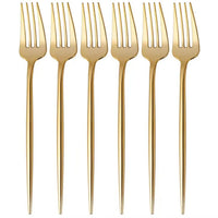 Gold Plastic Long Handle Cutlery Set