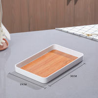 Rectangular Wood Grain Serving Tray Lightweight Decorative Tea Coffee Tray