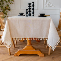 Solid Waterproof Tablecloth, Cotton Linen Rectangular Table Cover