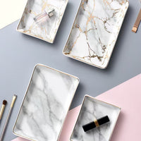 Marble Pattern Ceramic Rectangular Tray