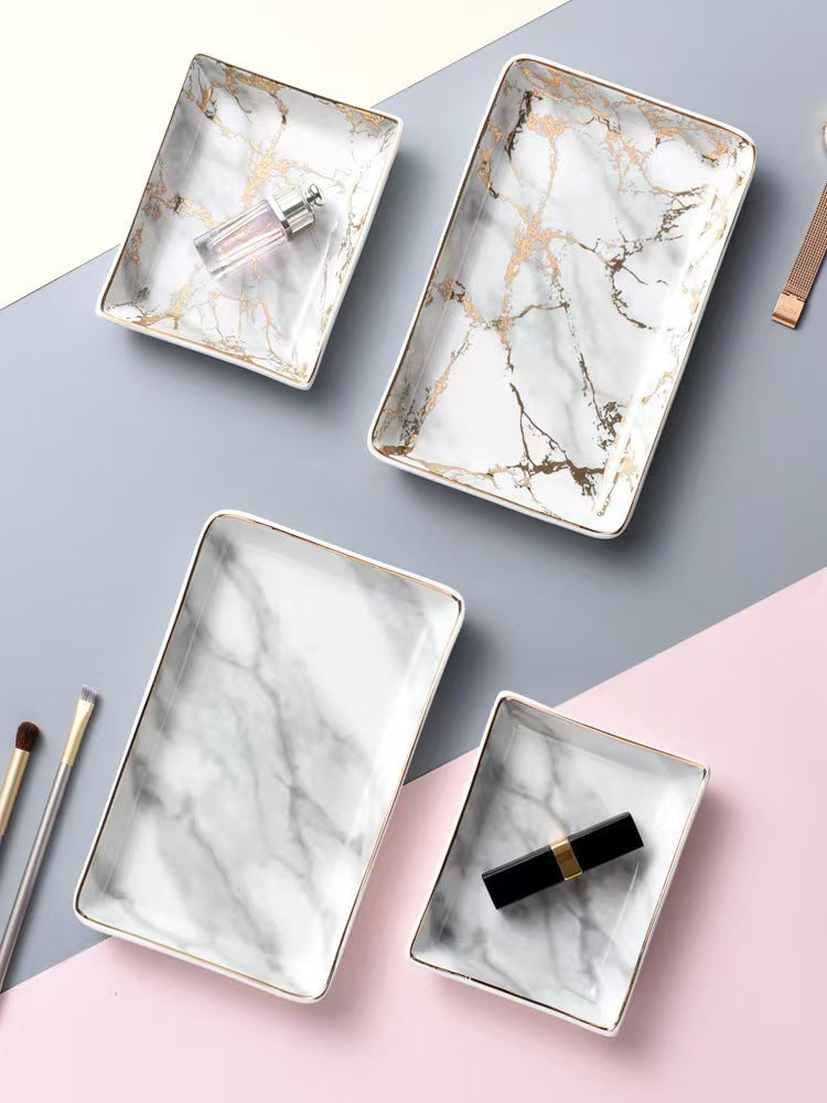 Marble Pattern Ceramic Rectangular Tray