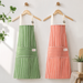Cotton Linen Apron for Women, Cute Sleeveless Kitchen Smock with Front Pocket