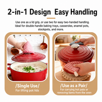 Striped Pot Handle Cover, Heat Resistant Lid Lifter & Cast Iron Handle Sleeve