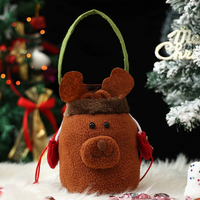 Christmas Plush Candy Gift Bag Cute Santa Snowman Reindeer Holiday Treat Basket
