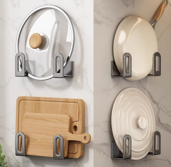 Wall Mounted Pot Lid Holder No Drill Kitchen Organizer