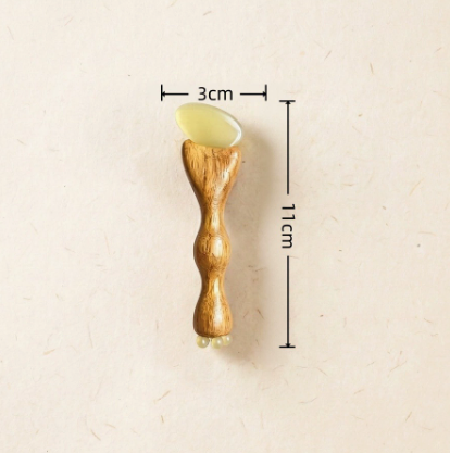 Natural Wood Facial Gua Sha Massage Tool Horn Shape Acupressure Scraper