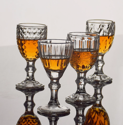 60ml Vintage Embossed Glass Shot Goblet