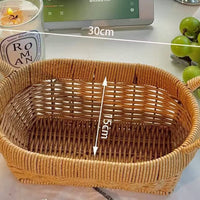 Woven Rattan Style Storage Basket Fruit Organizer Home Decor