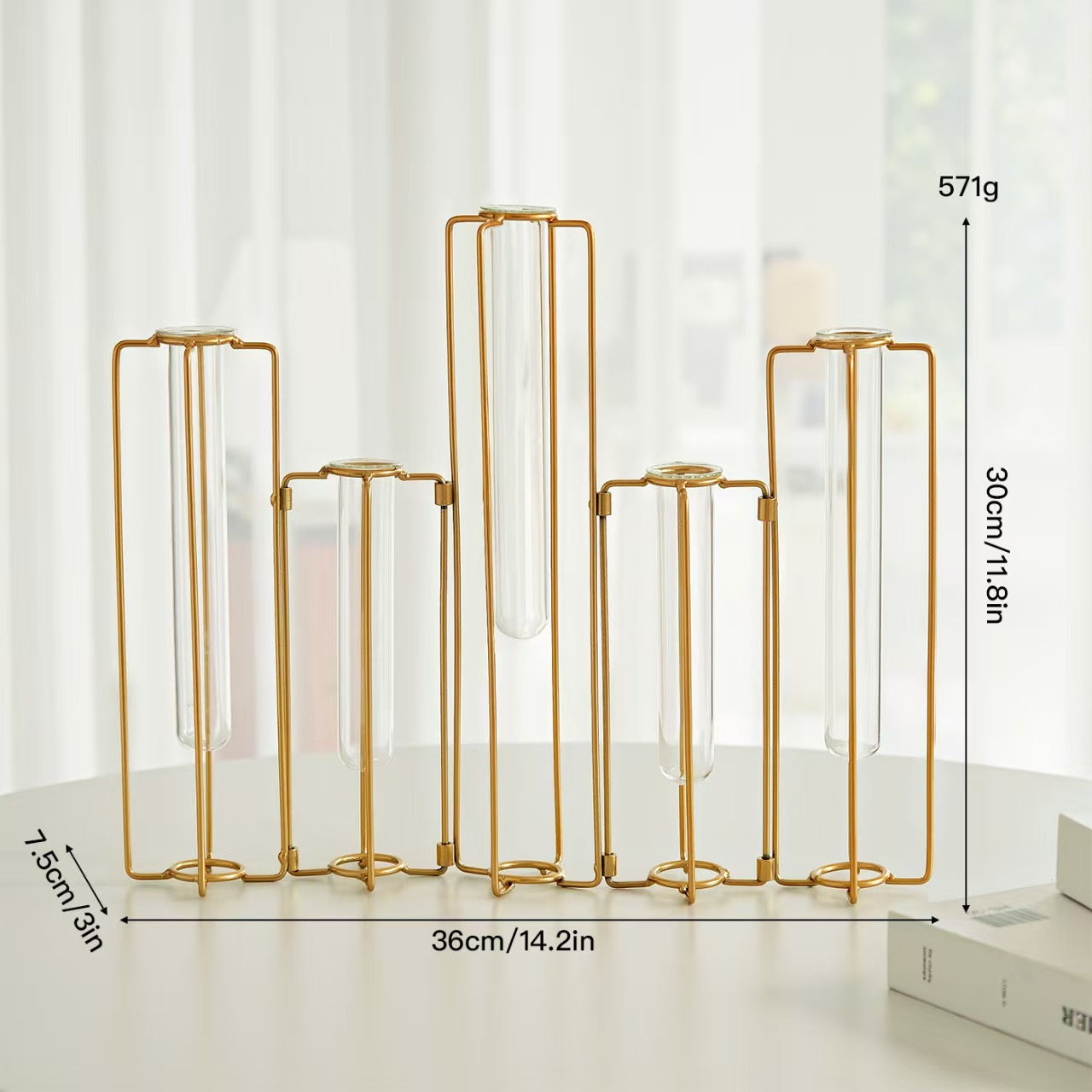Test Tube Glass Vase Set with Metal Stand