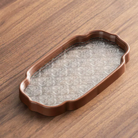 Walnut Brown Chinese Style Glass Tea Tray