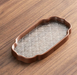 Walnut Brown Chinese Style Glass Tea Tray