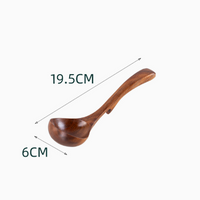 Natural Teak Wood Soup Ladle Long Handle Wooden Serving Spoon
