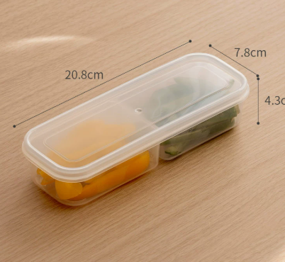 Slim Divided Refrigerator Food Storage Container with Lid