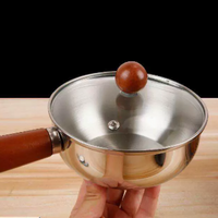 Stainless Steel Yukihira Saucepan with Wooden Handle and Glass Lid