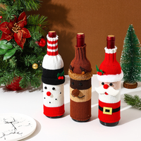 Christmas Knitted Wine Bottle Cover with Santa and Snowman Designs