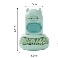 Cute Cartoon Soap Dispensing Dish Brush Press Type Kitchen Cleaning Scrubber
