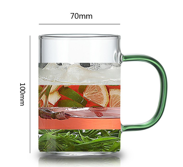 Borosilicate Glass Mug – Colorful Handle Drinking Cup