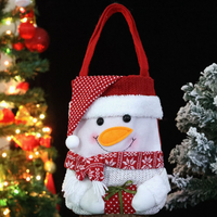 Christmas Plush Santa Snowman Gift Bag with Handles Holiday Candy Treat Carrier