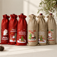 Christmas Wine Gift Bag – Drawstring Bottle Gift Sack for Wine & Champagne