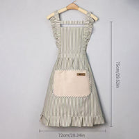 Lace Trim Cotton Linen Kitchen Apron