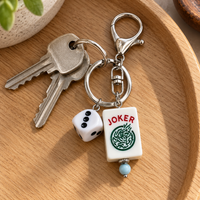Mahjong Joker Tile and Dice Resin Keychain – Game Lover Bag Charm