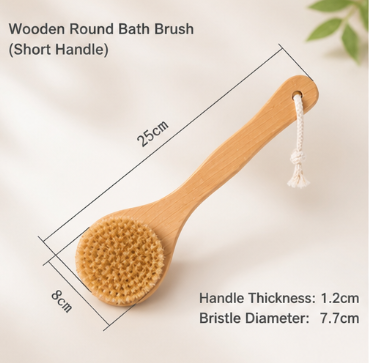 Natural Wooden Bath Brush with Boar Bristles – Long Handle Body Brush for Shower, Exfoliating & Pet Grooming