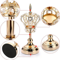 Crystal Crown Candleholder Candlelight Dinner Decor, Heavy Duty Exquisite Iron Ornament