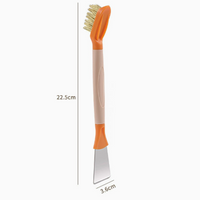 Dual Head Kitchen Cleaning Brush with Scraper Stove Gap Grout Scrubbing Tool