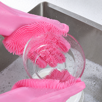 Silicone Dishwashing Gloves with Scrubber Bristles – Reusable Cleaning Gloves