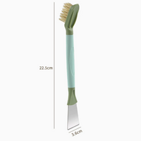Dual Head Kitchen Cleaning Brush with Scraper Stove Gap Grout Scrubbing Tool