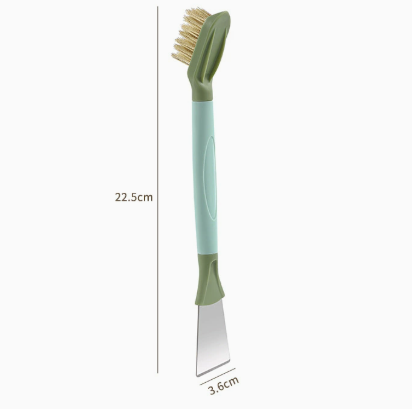 Dual Head Kitchen Cleaning Brush with Scraper Stove Gap Grout Scrubbing Tool