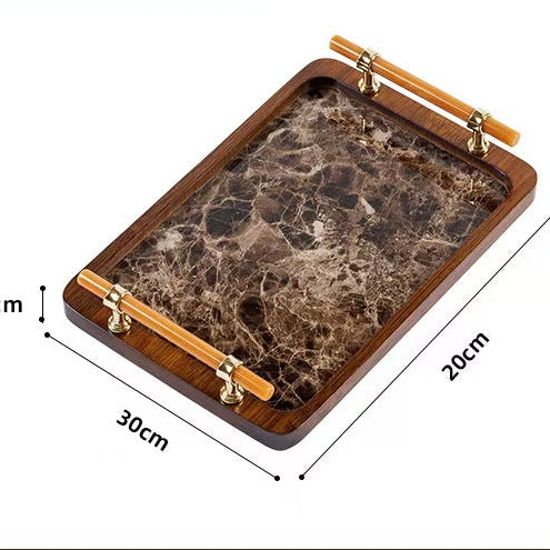Bamboo Tea Tray with Handles Serving Tray