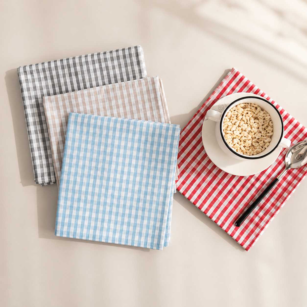 Check Cotton Napkin, Square Table Linen Placemat & Dinner Napkin