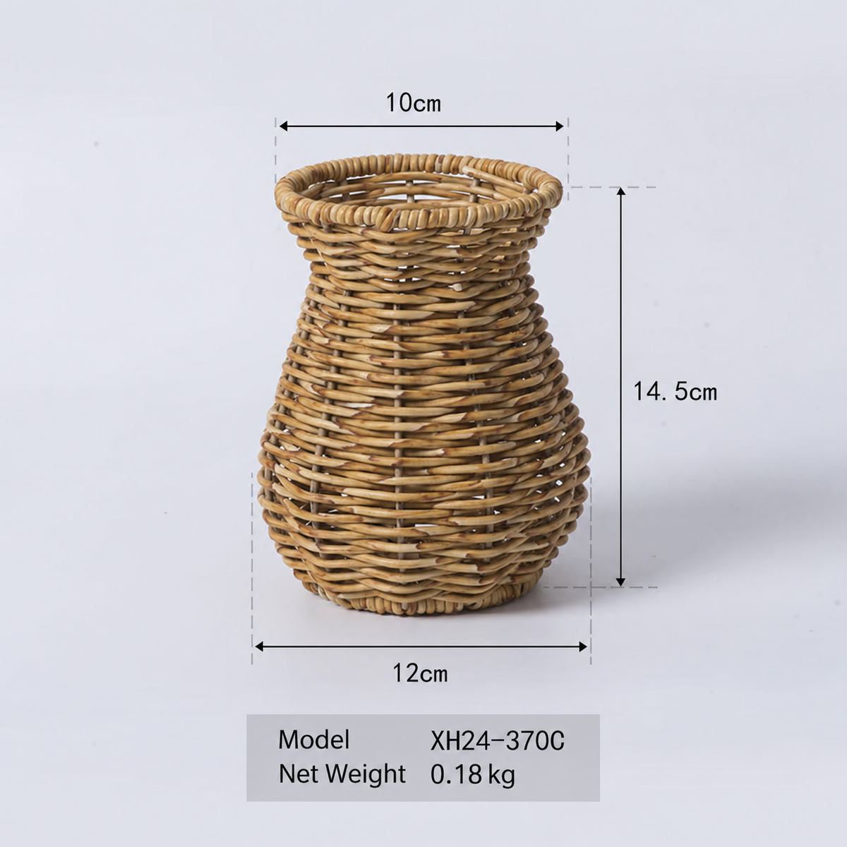 Handwoven Rattan Vase – Wicker Flower Pot Basket for Dried Flowers, Floral Arrangement, Home Decor & Table Centerpiece