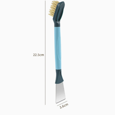 Dual Head Kitchen Cleaning Brush with Scraper Stove Gap Grout Scrubbing Tool