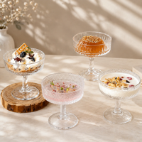 Vintage Ribbed Glass Goblet – Ice Cream, Milkshake & Dessert Cup