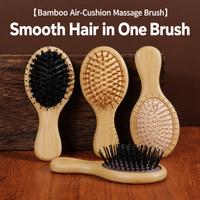 Mini Bamboo Scalp Massage Hair Brush Oval Air Cushion Comb Portable Hair Care Brush