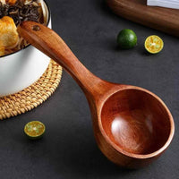 Large Wooden Soup Spoon Deep Bowl Serving Ladle