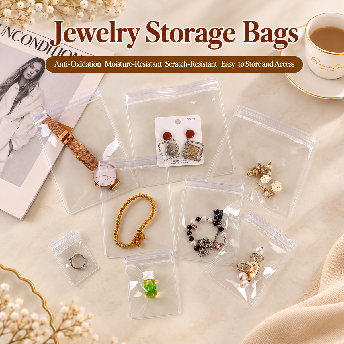 Clear PVC Self Sealing Jewelry Storage Bags