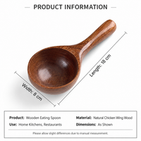 Korean Mukbang Style Large Wooden Soup Spoon with Deep Round Bowl