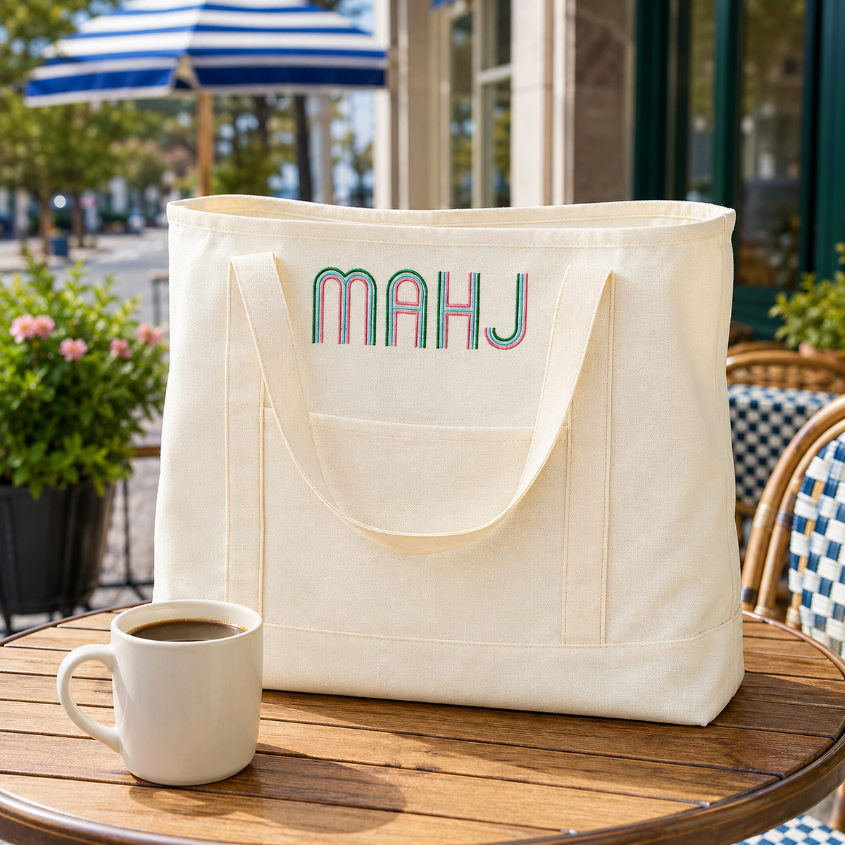 Canvas Mahjong Tote Bag Set – Large Capacity Shoulder Bag with Storage Pouch and Drawstring Cover