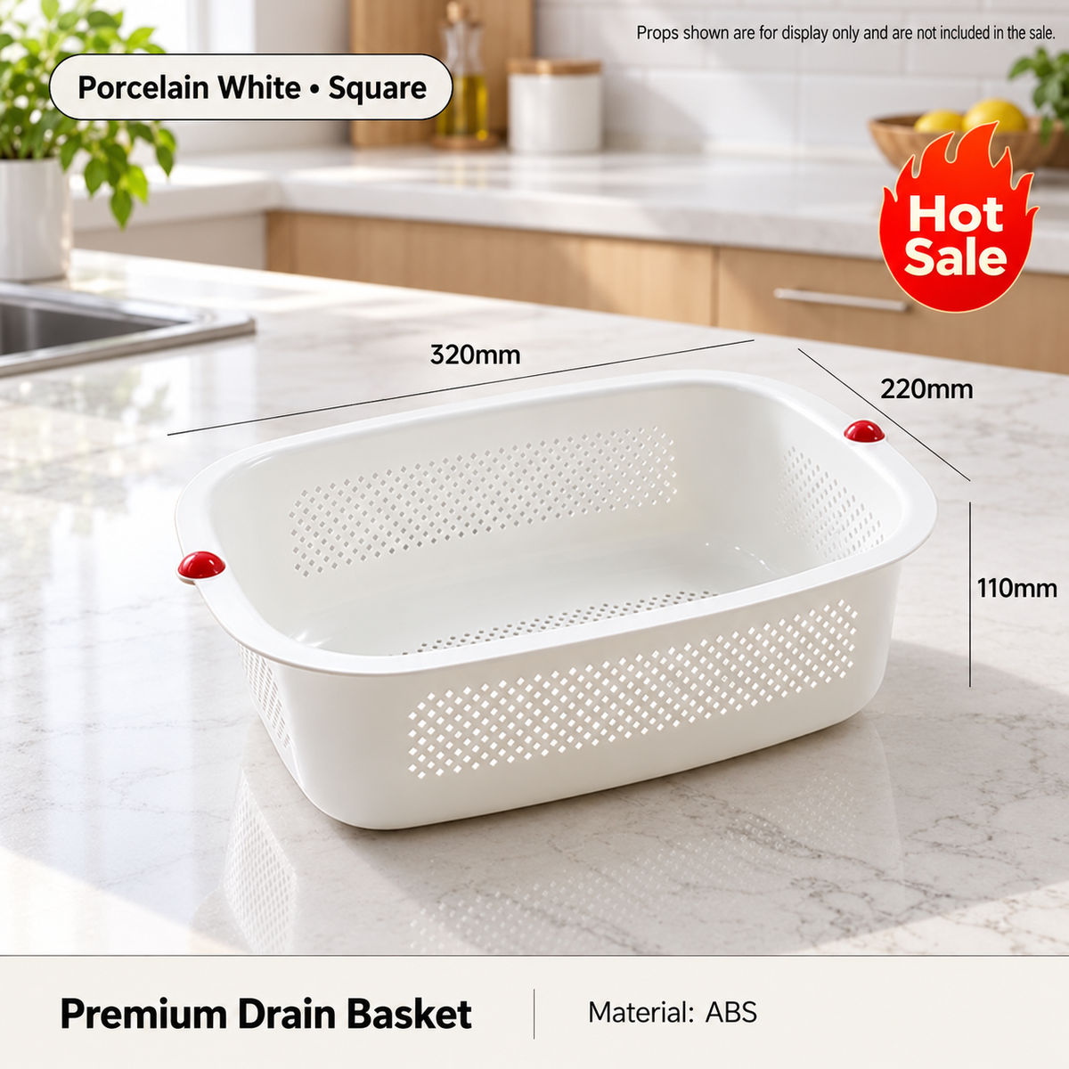 Large Capacity Kitchen Drain Basket Plastic Fruit Vegetable Washing Colander