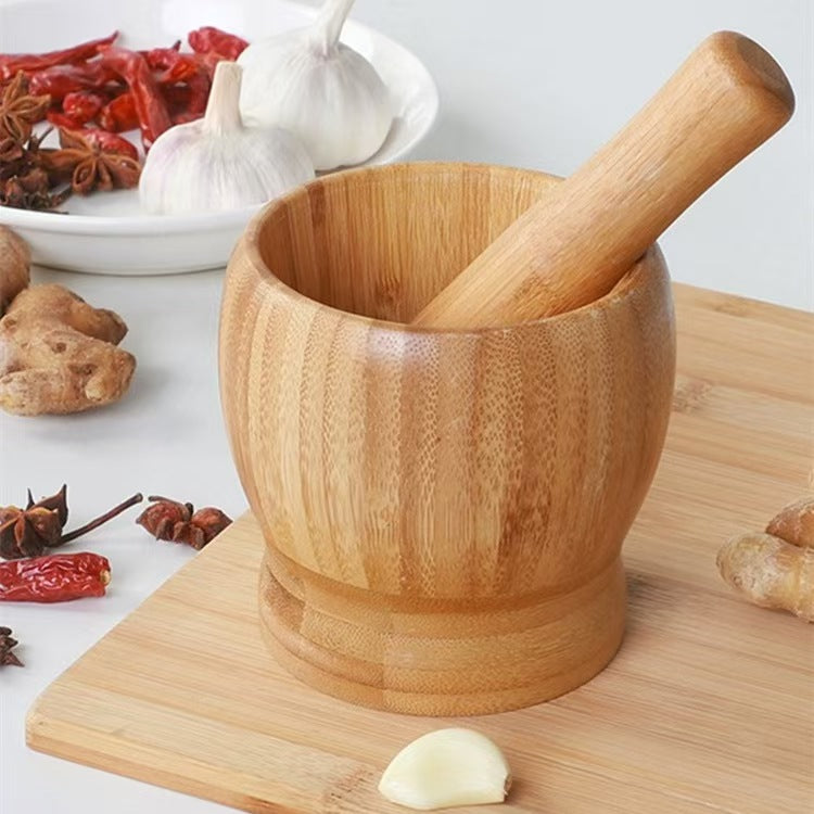 Bamboo Garlic Muddler Mortar and Pestle Kitchen Tool