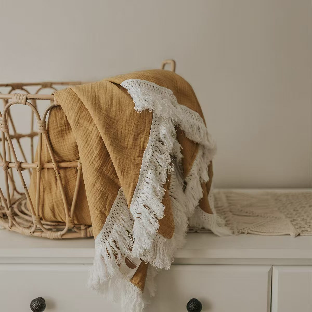 Muslin Tassel Blanket Double Layer Gauze Towel