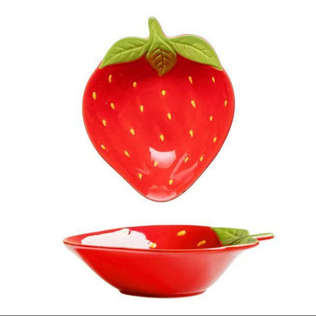 Strawberry Ceramic Bowl and Plate Set