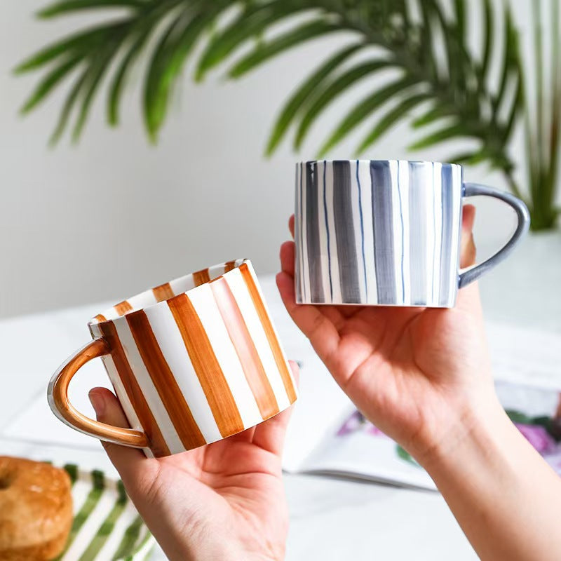 Minimalist European Striped Ceramic Mug