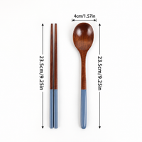 Wooden Spoon and Chopsticks Set with Colorful Handles